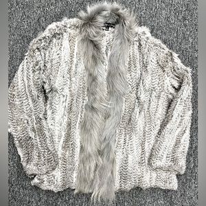 Elizabeth & James knitted long hair rabbit sweater jacket